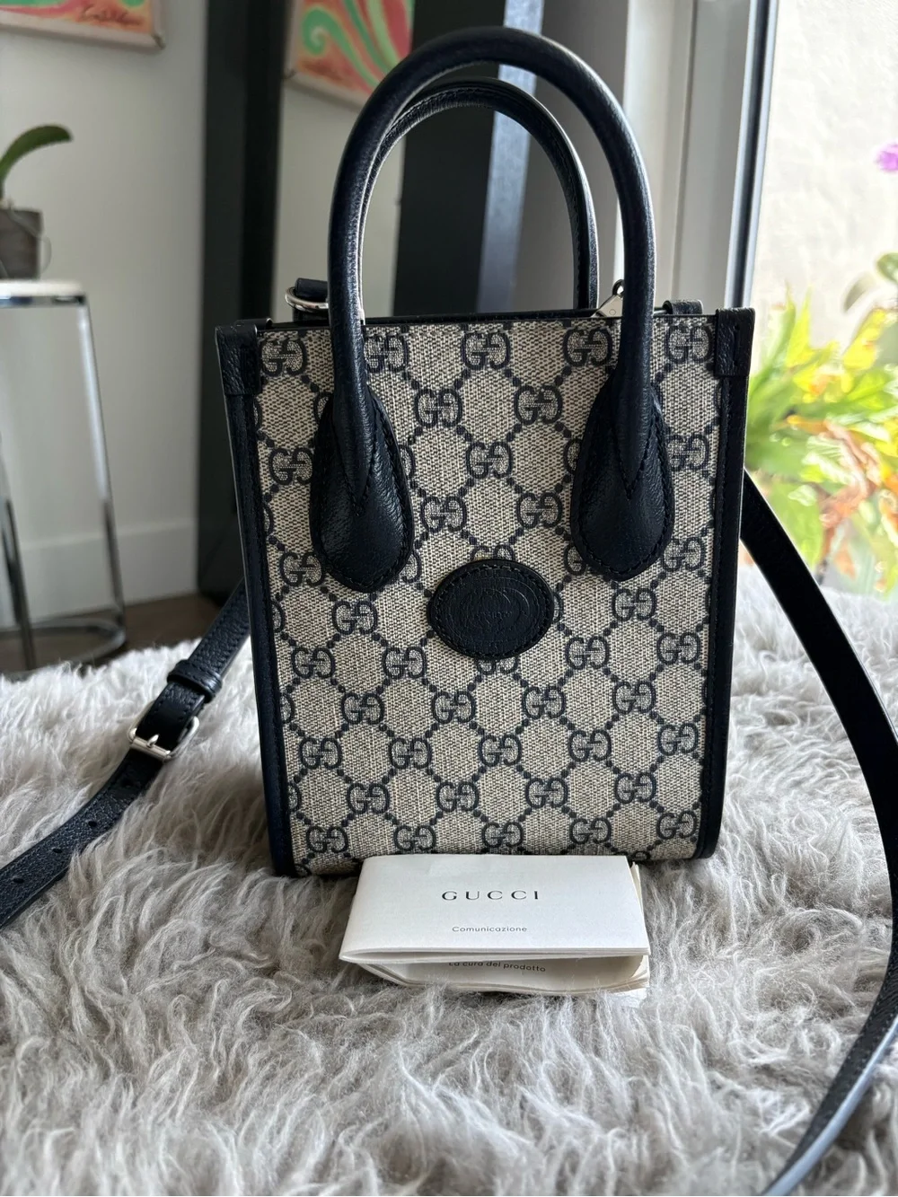 Gucci Beige & Black GG Supreme Mini Tote - Picture 5 of 5